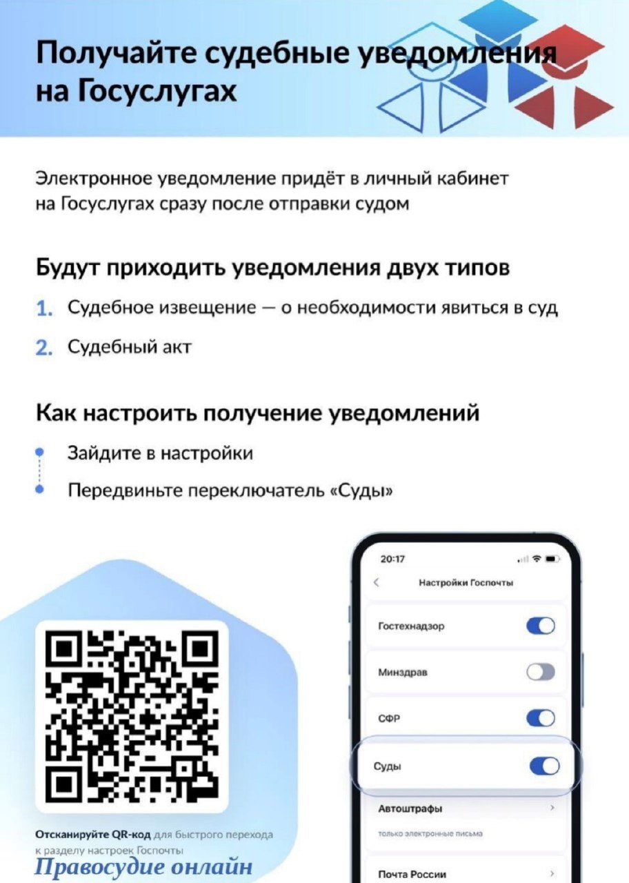 О цифровом сервисе "Судебные уведомления"